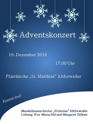 Adventskonzert Mandolinenorchester Frohsinn Altforweiler in der Kirche