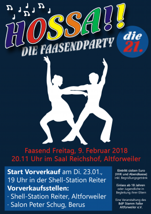 21. HOSSA!! Die Faasendparty