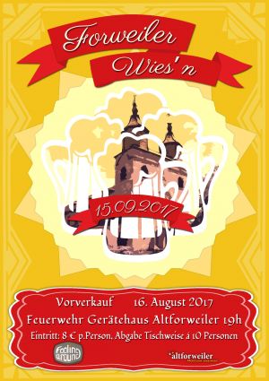 Start Kartenvorverkauf für die Forweiler Wies´n am 15.09.2017
